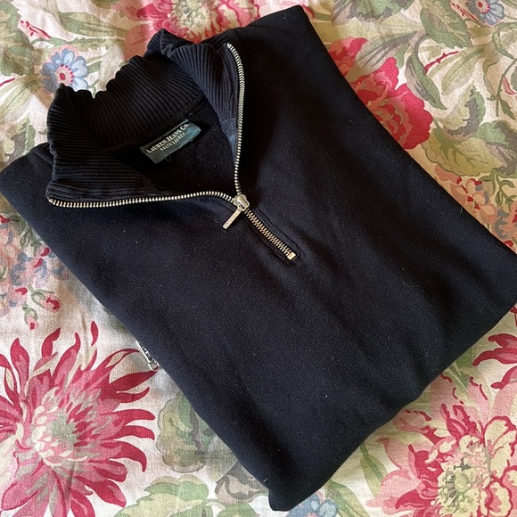 RALPH LAUREN Size 1X Mockneck 1/4 Zip Black & Silver HW Pocket Leather Trim PREP - Picture 2 of 16